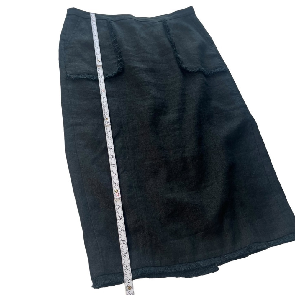 J.Crew Heavyweight Linen Fringe Pencil MIDI Skirt in Black Size 12 - Picture 8 of 9